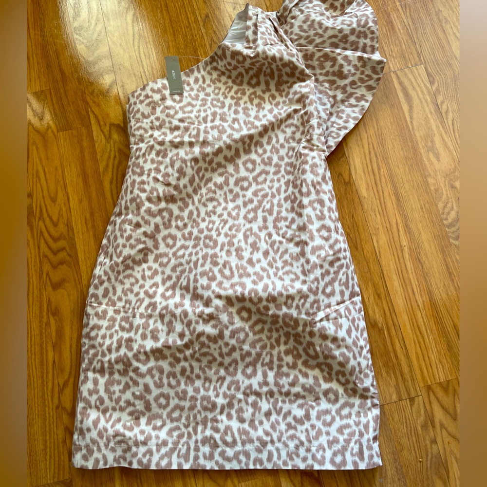 J. Crew Blush Leopard One-Shoulder Dress